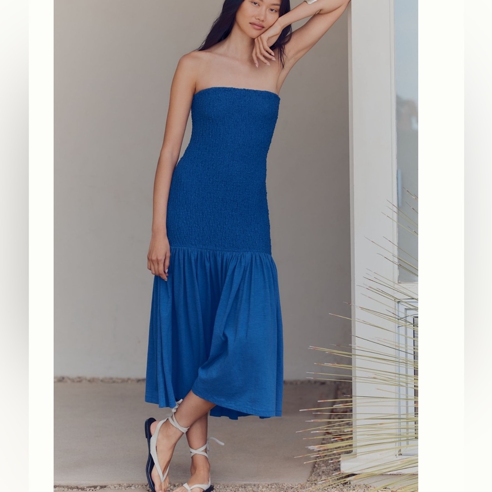 Nwt popcorn Blue Strapless Dress
